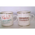 white word simply enamel coating mugs